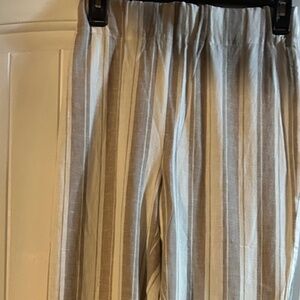 070 NWT Knot Sisters XS Flare Leg Linen Striped Pants
